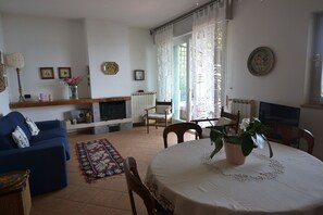 Fernseher, Kamin, DVD-Player