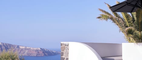 Seasonal outdoor pool, pool umbrellas, pool loungers