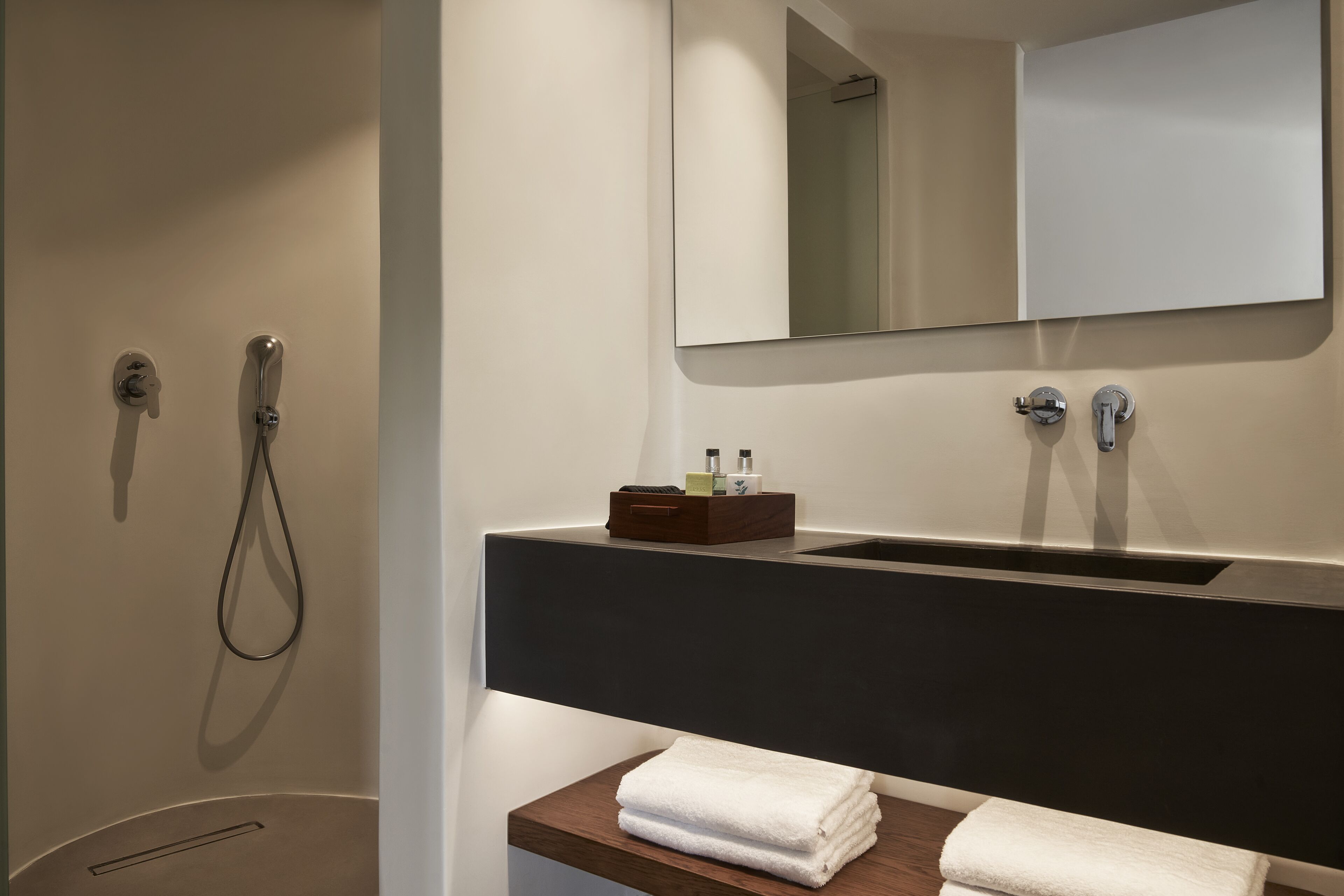 family suite | bathroom | shower, rainfall showerhead, free toiletries, hair dryer
