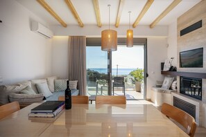 Smart TV, fireplace, ping pong, books