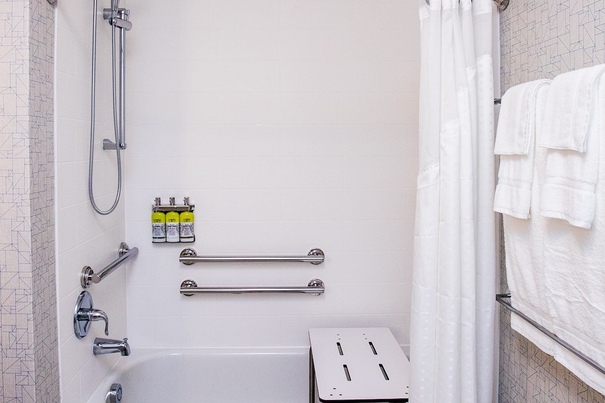 free toiletries, hair dryer, towels, soap