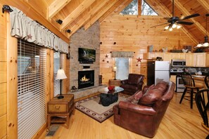 Televisión y chimenea 