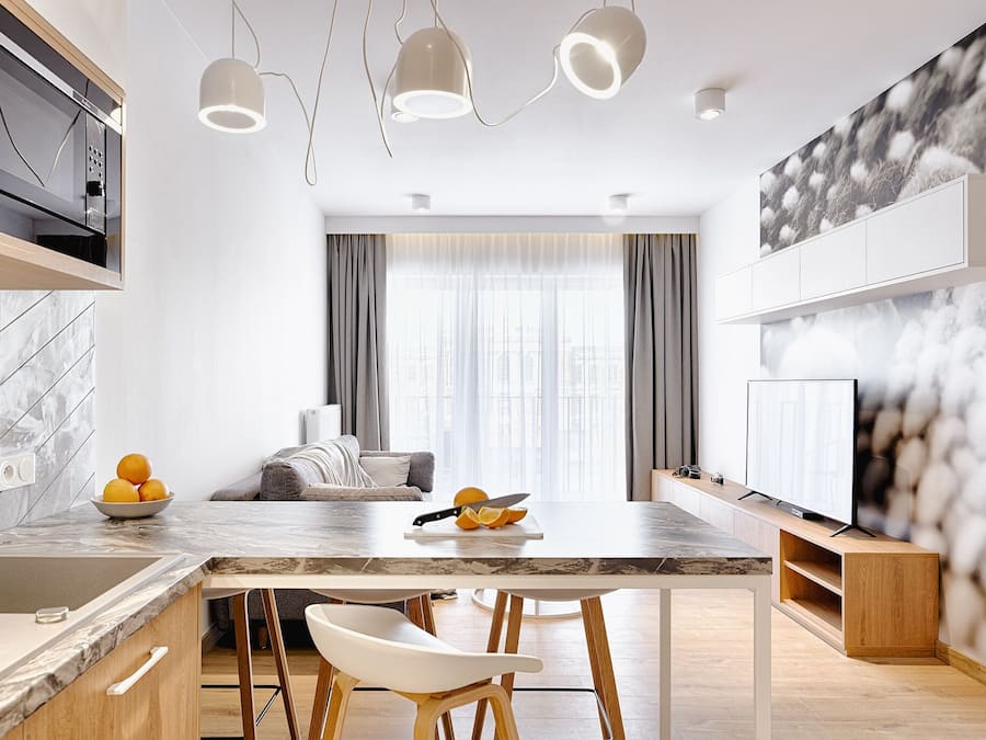 Superior Apartment, 1 Bedroom | Living room | 55-inch flat-screen TV with cable channels, TV