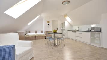 Penthouse, 2 Bedrooms | Private kitchen | Fridge, microwave, stovetop, dishwasher