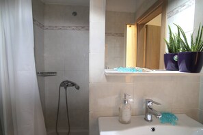 Apartamento, 1 quarto | Banheiro | Toalhas de banho, sabonete, papel higiênico 