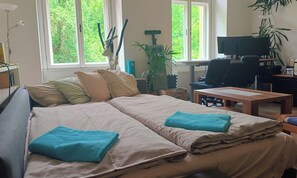 2 bedrooms, iron/ironing board, WiFi, bed sheets