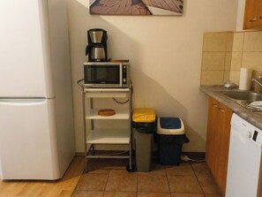 Microwave, oven, dishwasher, coffee/tea maker