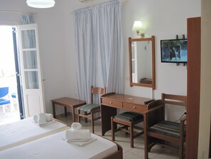 Individually furnished, desk, laptop workspace, blackout curtains