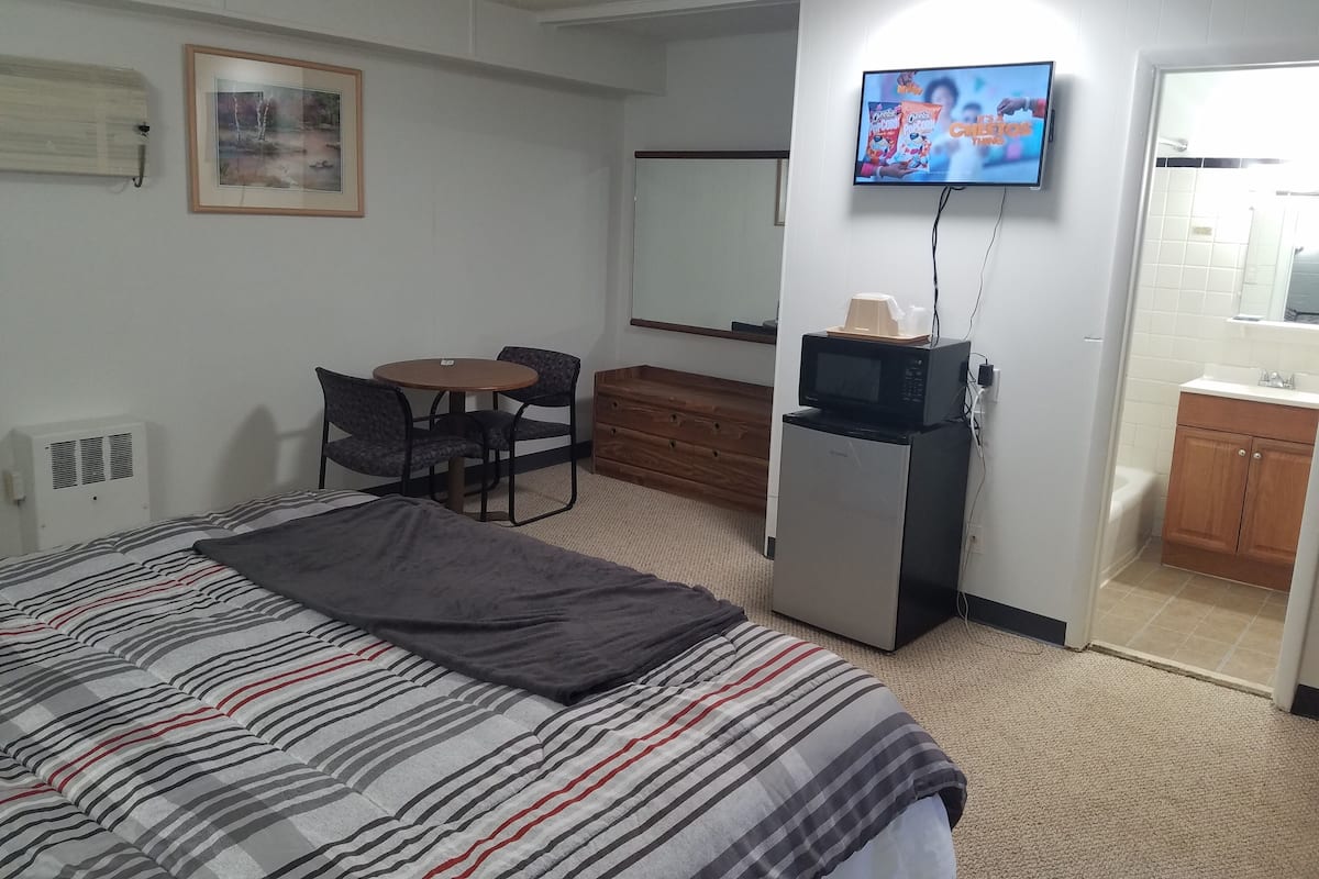Blackout curtains, soundproofing, iron/ironing board (on request)