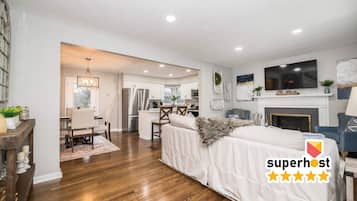 TV, fireplace, offices