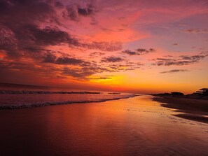 Playa en los alrededores y camastros 