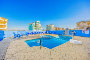 Outdoor pool, a heated pool - Premier Oceanfront Dog Friendly w/ Pool, Elevator, Hot Tub, Theater, Game Rooms (Salvo)