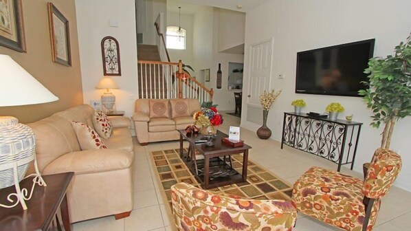 Flat-screen TV, DVD player