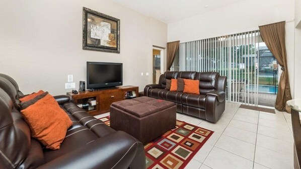 Flat-screen TV, DVD player