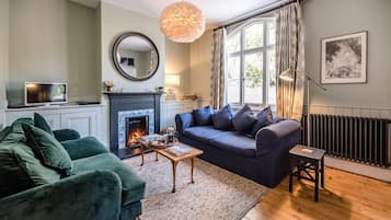 TV, fireplace