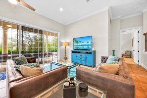 Smart TV, video games, ping pong, stereo