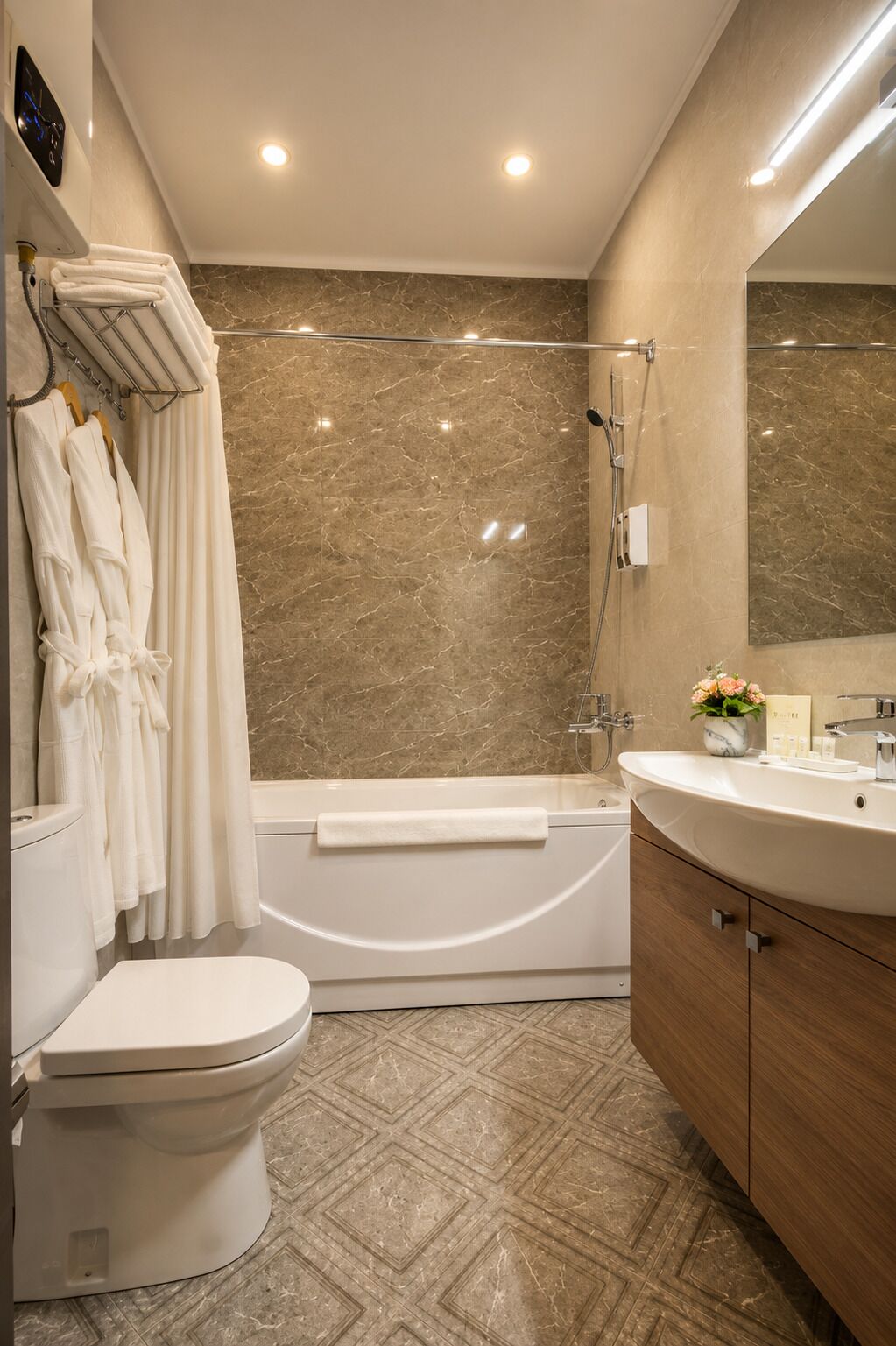 Economy Twin Room | Bathroom | Rainfall showerhead, hair dryer, slippers, towels