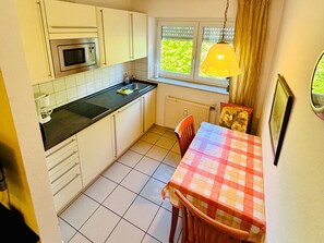 Fridge, microwave, dishwasher