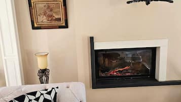 TV, fireplace, DVD player, stereo