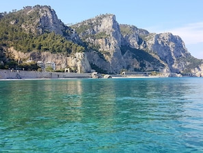 Beach nearby, sun-loungers