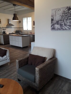 Télévision, cheminée, table de tennis de table