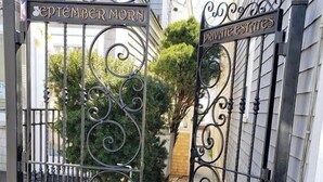 A gated entrance with a sign reading "September Morning" and another sign for "Private Estates." - Wonderful beachside hideaway. Steps to the beach! Steps to the action! (Provincetown)