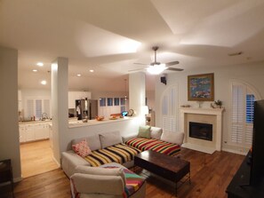 TV, fireplace, video games