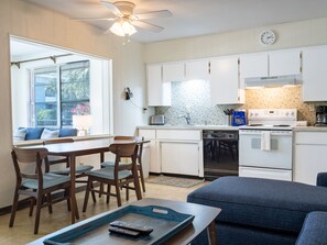 Fridge, microwave, oven, stovetop - Bollinger Duplex B Pet Friendly 1 Bedroom One Block From Beach (Holmes Beach)