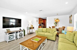 Living area - Garden View Steps from Beach - Solar Powered! (Holmes Beach)