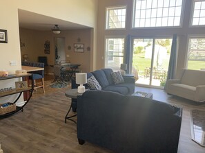 TV, fireplace, video games, DVD player