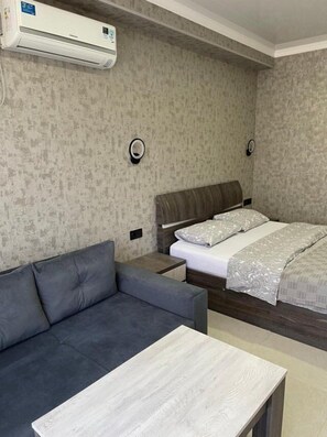 Comfort Triple Room, 1 Queen Bed with Sofa bed, Balcony, Partial Sea View | Hypo-allergenic bedding, laptop workspace, blackout drapes - Golden Lion (Kobuleti)