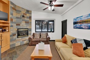 TV, fireplace, DVD player