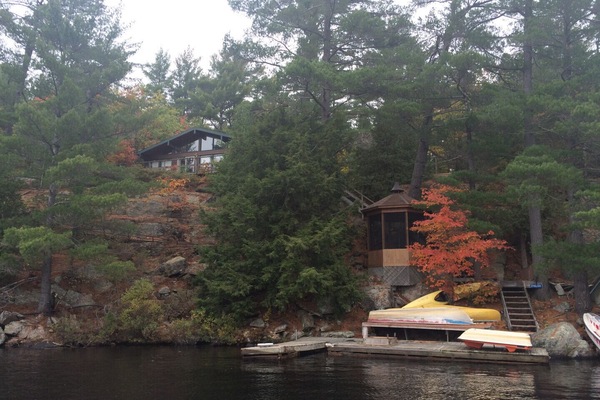 View of the cottage and gazebo from the lake