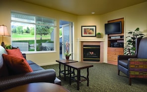 TV, fireplace, DVD player, stereo