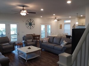 Smart TV, DVD player, books, video library