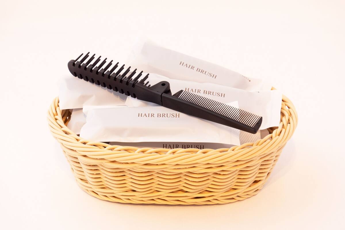 separate bathtub and shower, free toiletries, hair dryer, slippers