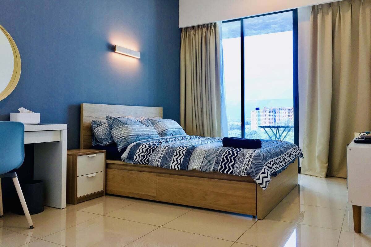 Blackout curtains, iron/ironing board, free WiFi, bed sheets