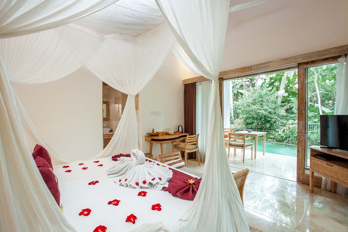 Villa - 1 sovrum - privat pool | 1 sovrum, sängtillbehör av högsta kvalitet, minibar och skrivbord