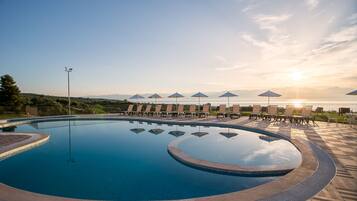 Outdoor pool, open 8:30 AM to 8:30 PM, pool umbrellas, sun loungers