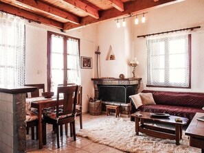 Chalet, 3 Bedrooms | Living area | TV, fireplace - Traditional Charming Stone Chalet (Distomo-Arachova-Antikyra)