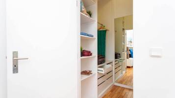 Blackout curtains, iron/ironing board, free cots/infant beds, free WiFi