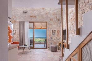 Superior Suite, Sea View | Living area | 50-inch flat-screen TV with cable channels, TV - Mint Retreat Suites (Kassandra)