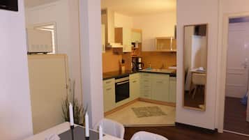 Apartment, 2 Bedrooms (incl. Cleaning Fee) | Private kitchen | Full-sized fridge, microwave, oven, stovetop