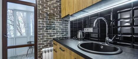 公寓, 1 间卧室 | 私人厨房 | 冰箱、微波炉、炉灶、电热水壶