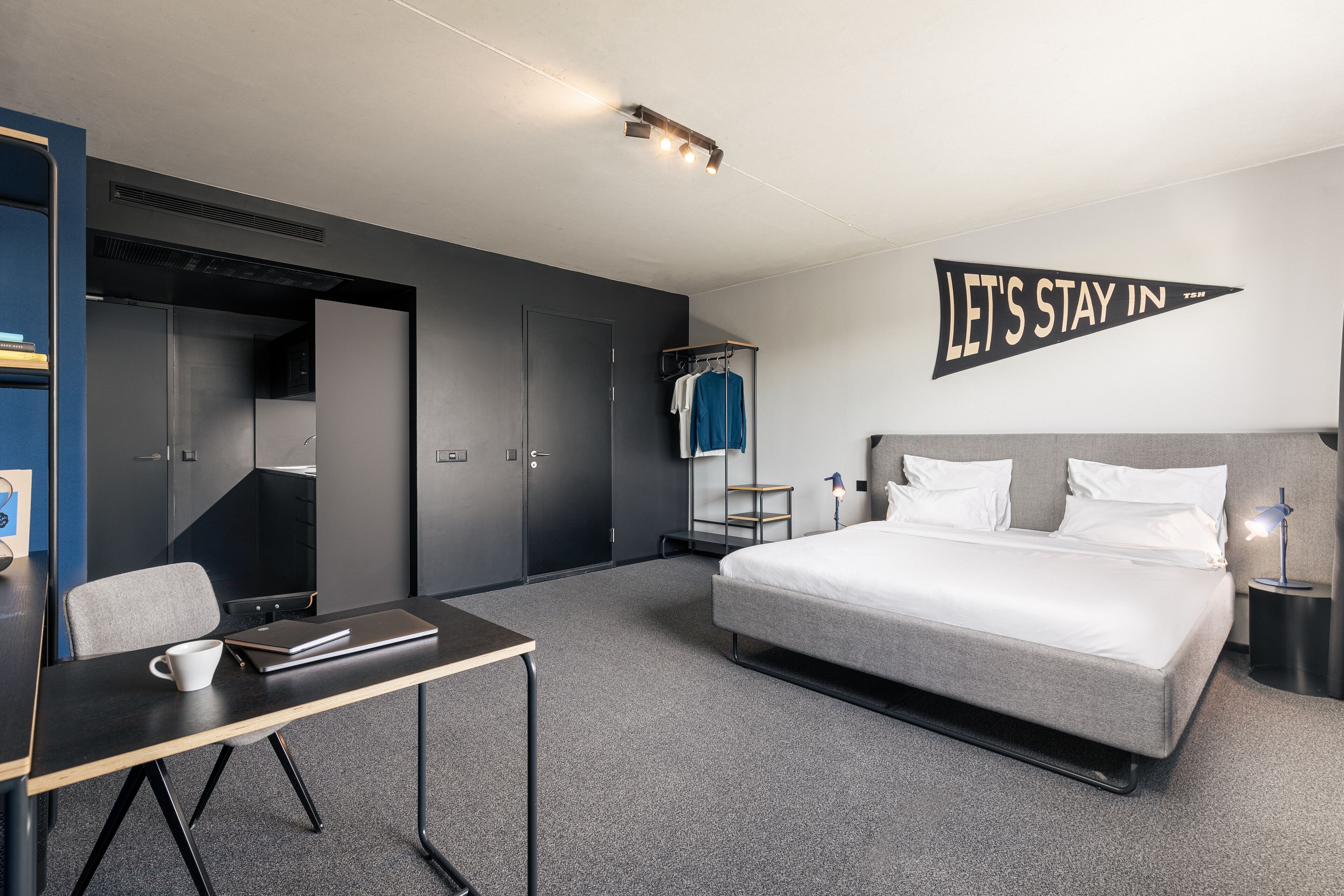 in-room safe, desk, laptop workspace, soundproofing