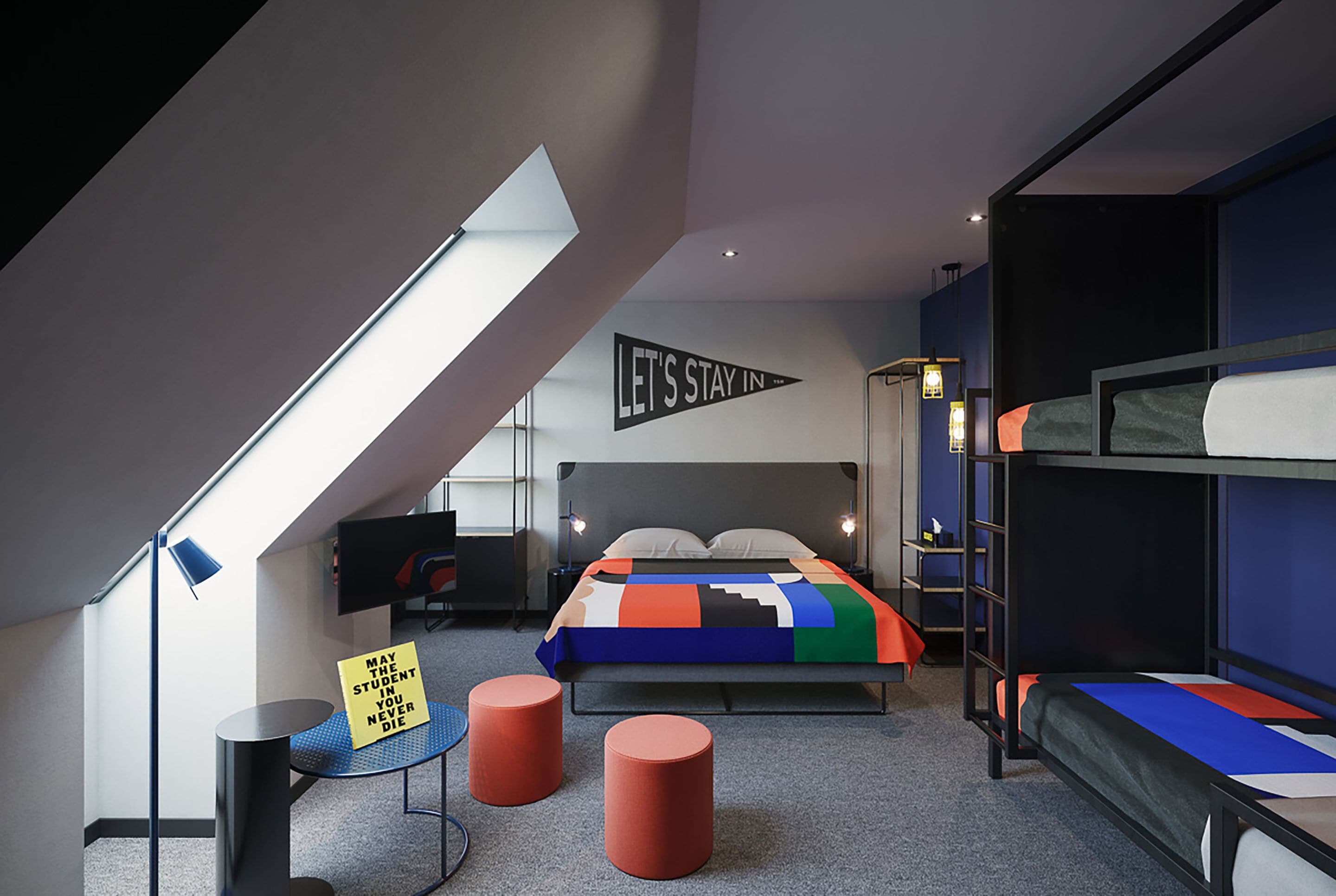 family quadruple room | in-room safe, desk, laptop workspace, soundproofing