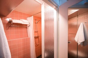 Apartment, 1 Doppelbett, Flussblick | Dusche im Bad