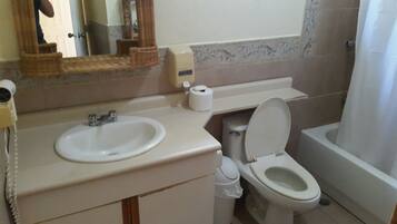 Shower, towels, soap, toilet paper