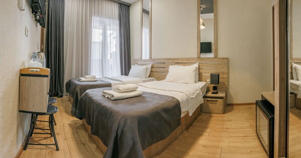 Basic Double or Twin Room, Courtyard View | Premium bedding, down duvets, memory-foam beds, iron/ironing board - City Heart Hotel (Tbilisi)