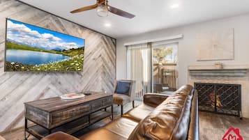 TV, fireplace, Netflix, smart speakers
